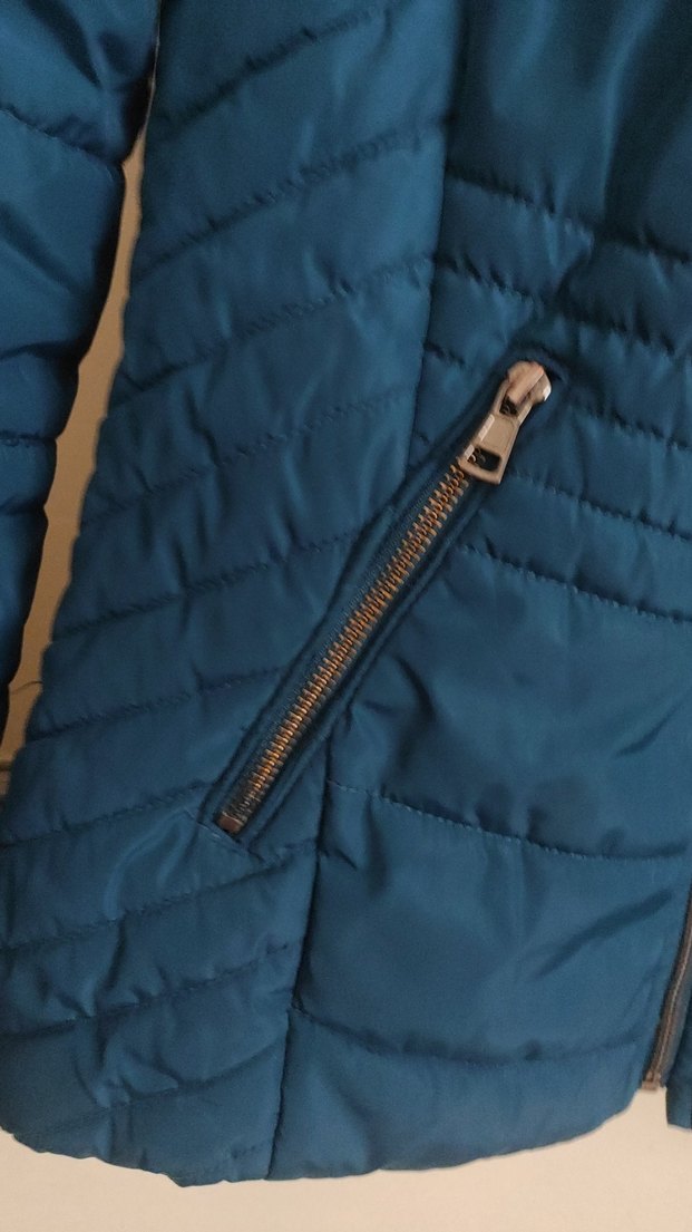 Kürklü Kapüşonlu Koyu Mavi Kadın Kış Montu - Görsel 4