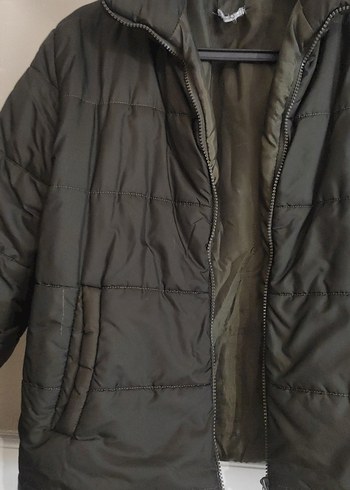 Haki yeşil Kadın Kışlık Fermuarlı Mont - Görsel 3