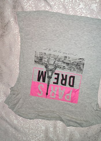 Düğmeli Gri Hamile Tişörtü - Görsel 2