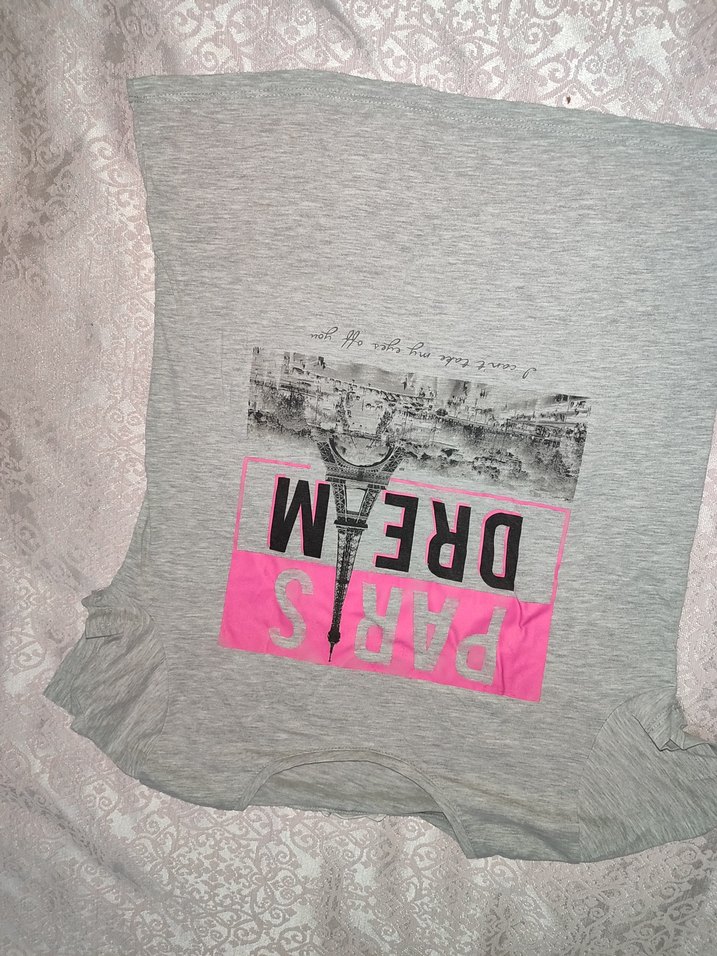 Düğmeli Gri Hamile Tişörtü - Görsel 2