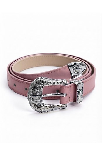 American Vintage Vintage Western Pudra Pembe Deri Kemer 2 Cm