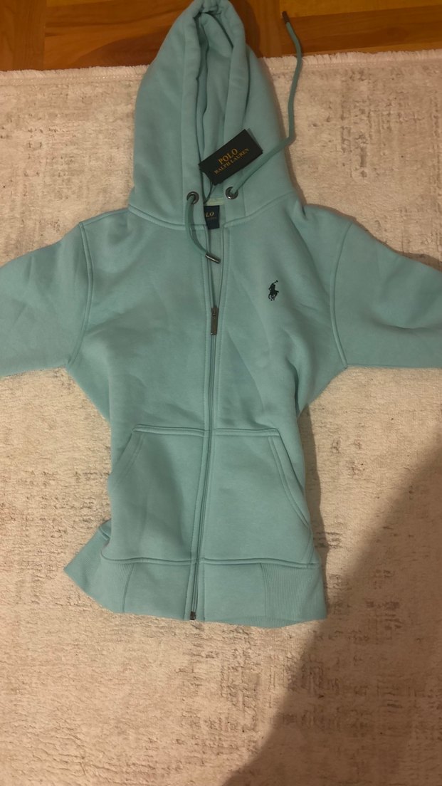 Orijinal Polo Ralph Lauren Turkuaz Kapüşonlu Hırka — görsel 8/9