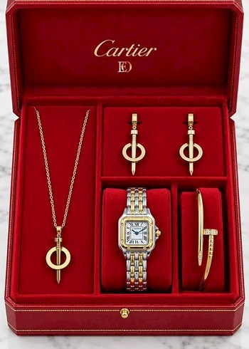 Cartier Altin Beyaz Siklik Seti