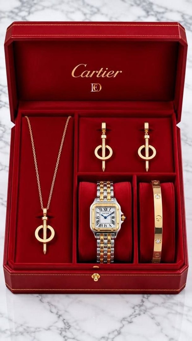 Cartier Altın & Beyaz Şıklık Seti — görsel 3/7