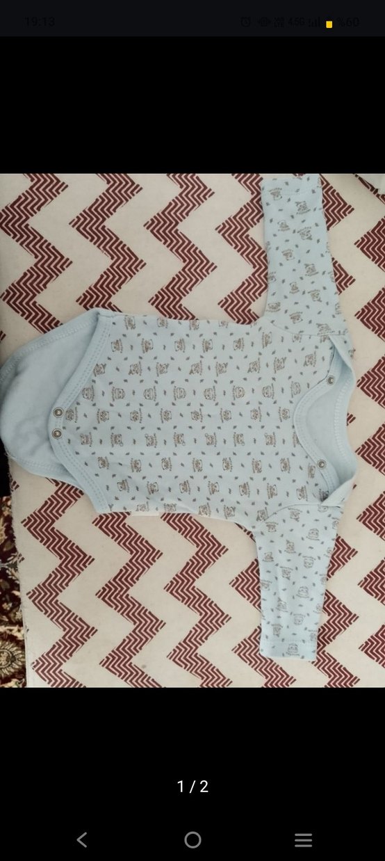 Uzun Kollu V Yaka Örme Bebek Body - Görsel 2