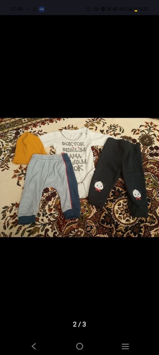 Gri Uzun Kollu Bebek Takımı Pamuklu - Görsel 2