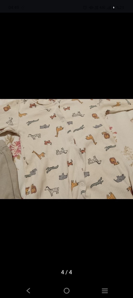 Bej Düğmeli Pamuklu bebek toplu - Görsel 4