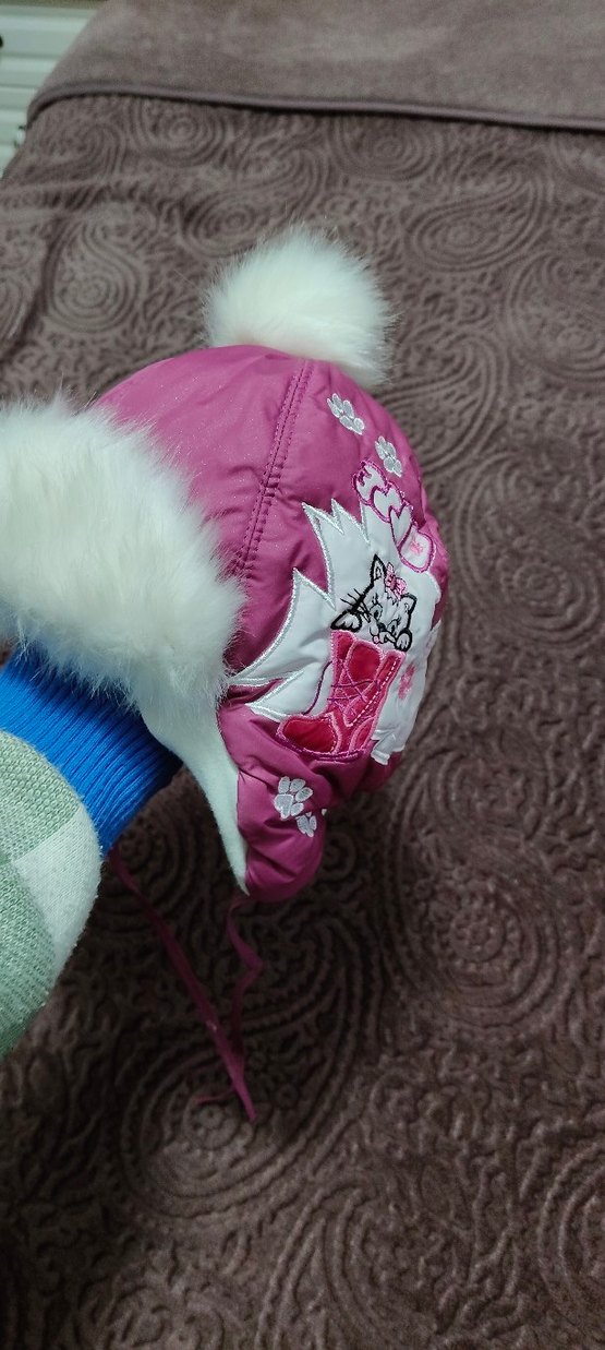 Pembe Kürklü Nakışlı Çocuk Bere - Görsel 3