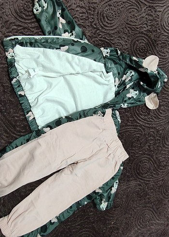 Kız Çocuk Kapüşonlu Baskılı Mont - Görsel 4