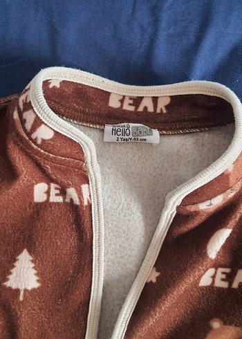 Kahverengi Ayı Desenli Fermuarlı Erkek Çocuk Ceket - Görsel 3