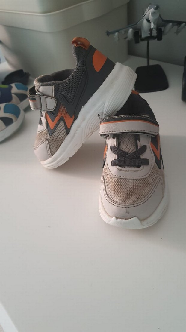 Gri Erkek Çocuk Spor Ayakkabı Velcro - Görsel 2