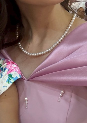 Pembe midi boy incili abiye - Görsel 5