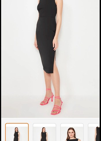 Kadın Siyah Midi Kalem Elbise - Görsel 2