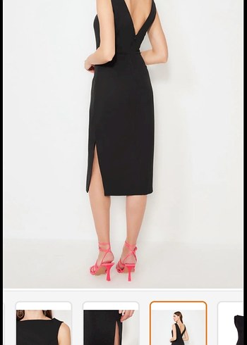 Kadın Siyah Midi Kalem Elbise - Görsel 3