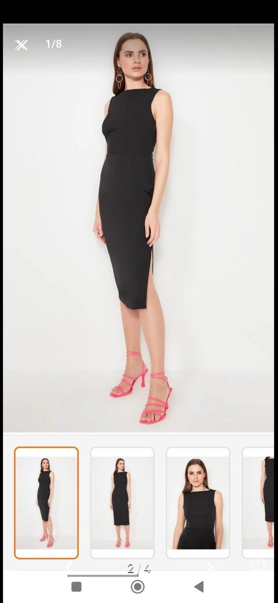 Kadın Siyah Midi Kalem Elbise - Görsel 2