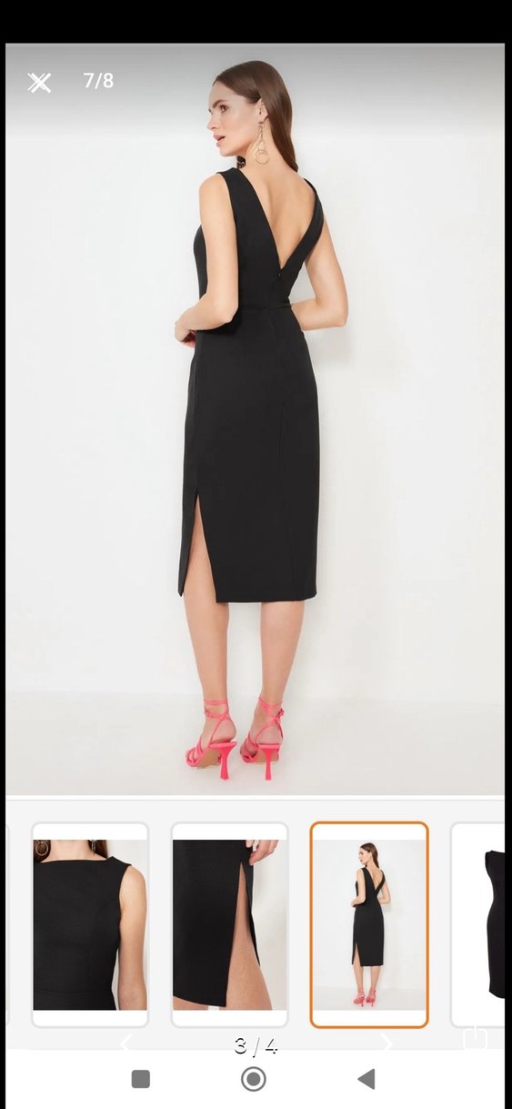 Kadın Siyah Midi Kalem Elbise - Görsel 3