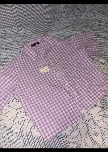 Lila kareli gömlek - Görsel 3