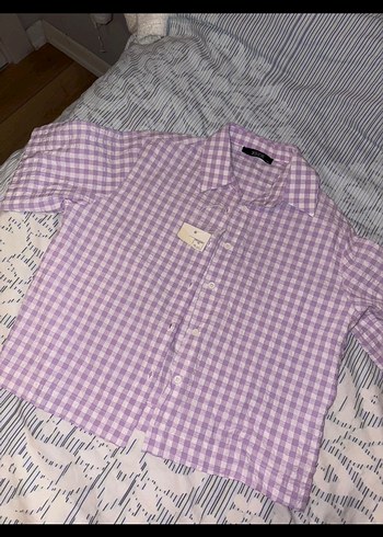 Lila kareli gömlek - Görsel 5