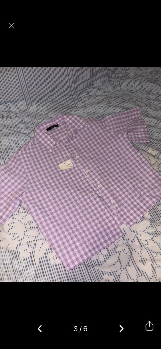 Lila kareli gömlek - Görsel 3