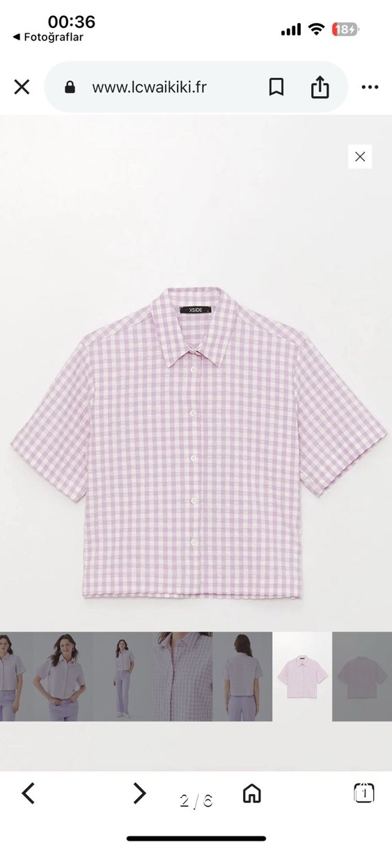 Lila kareli gömlek - Görsel 2