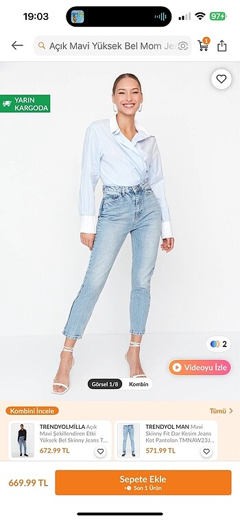 açık mavi yüksek bel mom jean