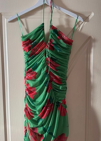 Yeşil Drapeli Mini Elbise - Görsel 3