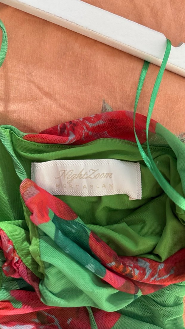 Yeşil Drapeli Mini Elbise - Görsel 4