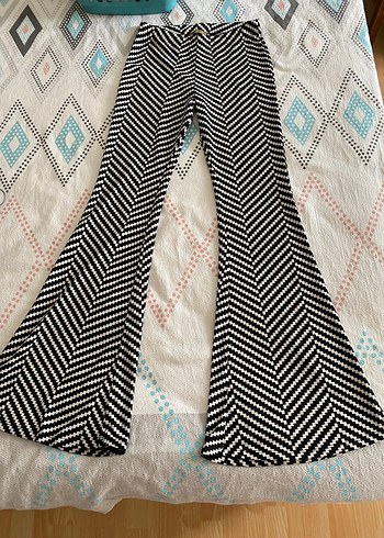 Diğer Retro Siyah Beyaz Herringbone Pantolon