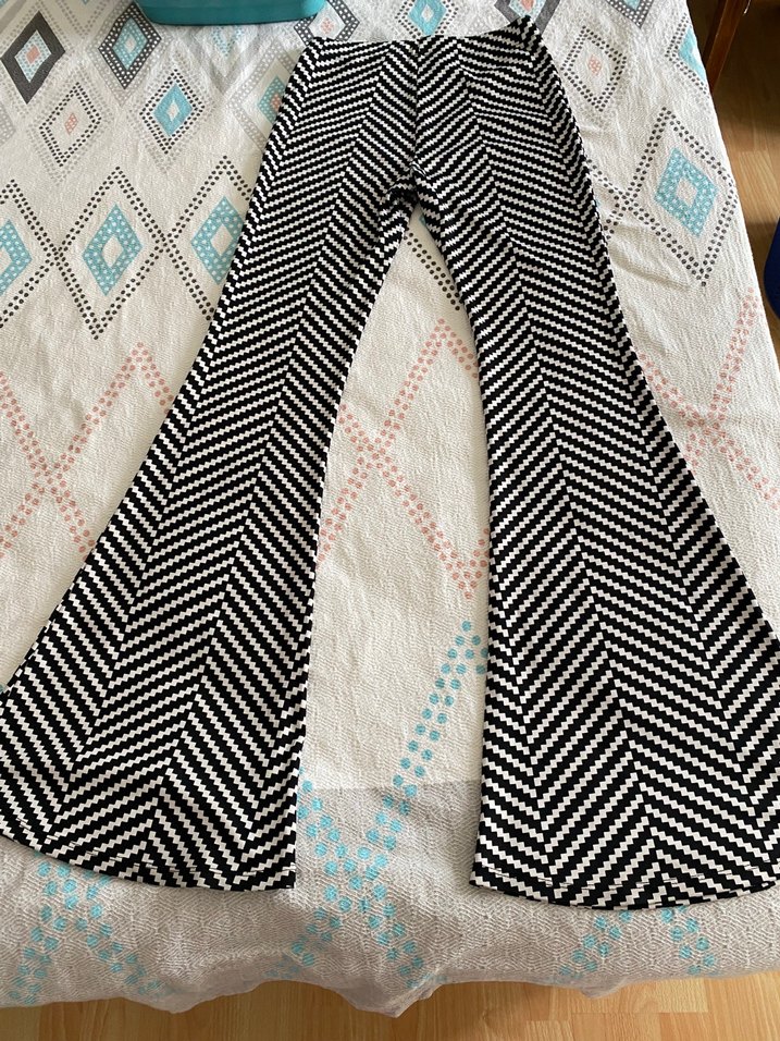 Retro Siyah-Beyaz Herringbone Pantolon — görsel 3/4