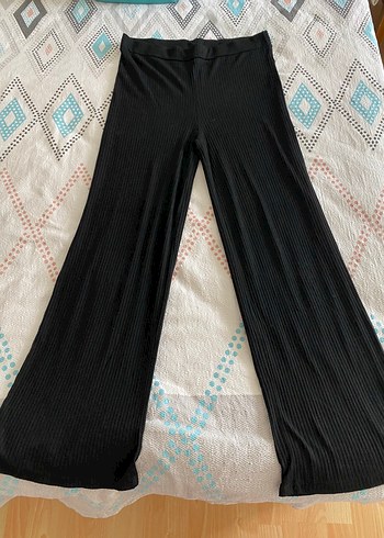 Diğer Siyah Fitilli Genis Paca Pantolon
