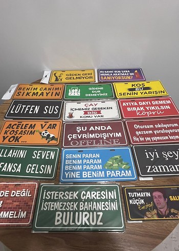 Renkli Yazılı Dekoratif Tabelalar Seti