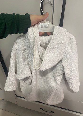 Kapüşonlu Beyaz çocuk bornoz - Görsel 3