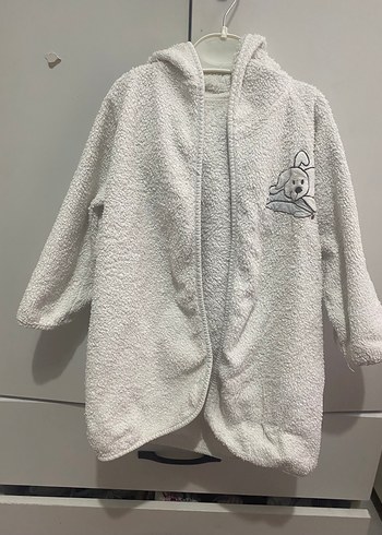 Kapüşonlu Beyaz çocuk bornoz - Görsel 2