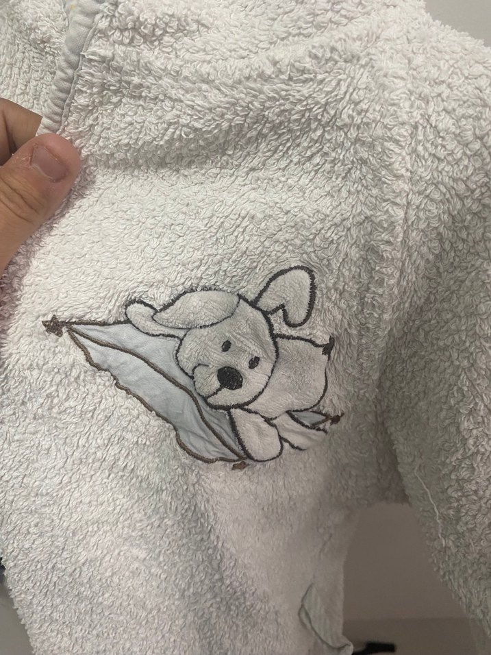 Kapüşonlu Beyaz çocuk bornoz - Görsel 4