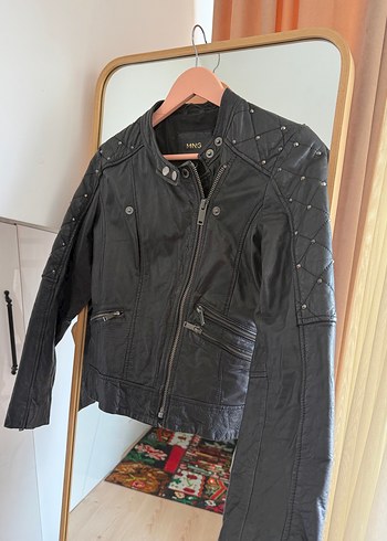 Siyah Deri Biker Ceket - Görsel 3