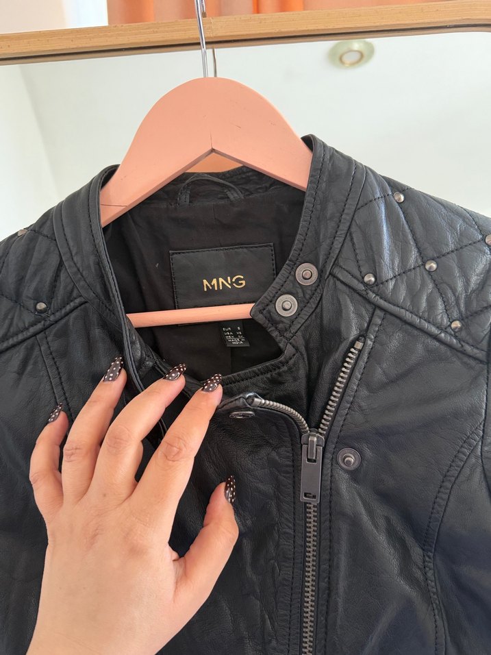 Siyah Deri Biker Ceket - Görsel 2