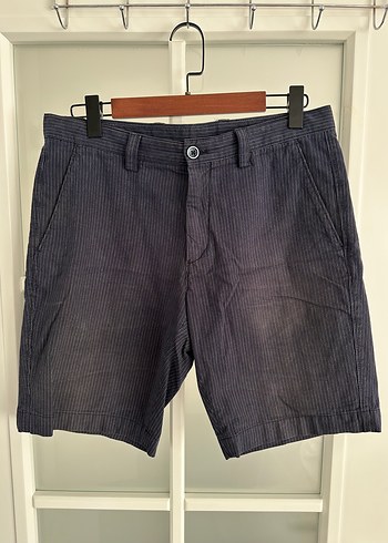 Massimo Dutti Lacivert İnce Cizgili Erkek Sort