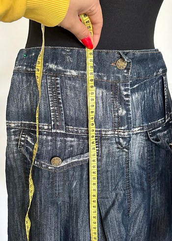 38 Beden lacivert Renk Kadın Denim Midi Etek