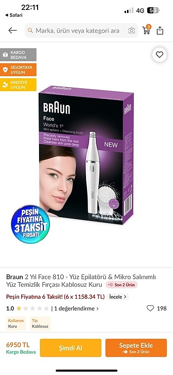 Braun yüz epilatörü