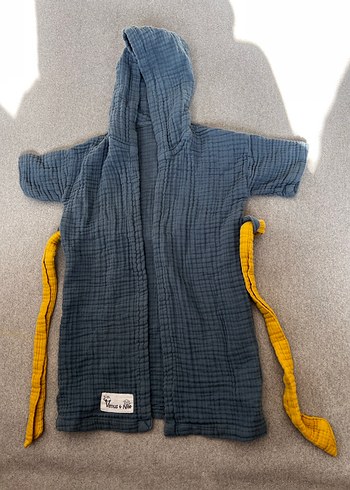 Erkek Çocuk mavi Bağlamalı Desenli Bornoz - Görsel 8