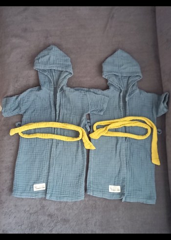 Erkek Çocuk mavi Bağlamalı Desenli Bornoz - Görsel 2