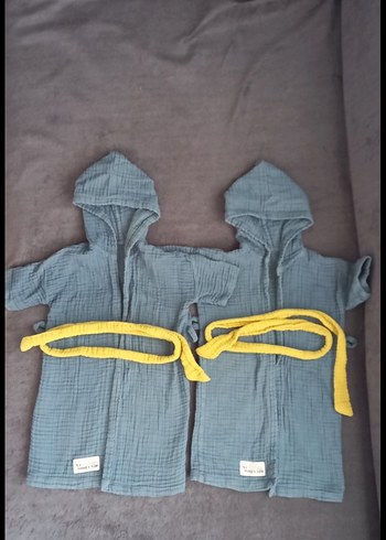 Erkek Çocuk mavi Bağlamalı Desenli Bornoz - Görsel 7