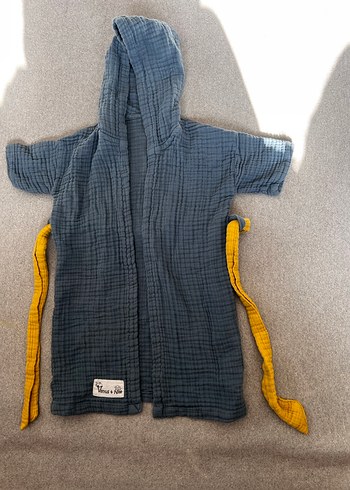 Erkek Çocuk mavi Bağlamalı Desenli Bornoz - Görsel 9