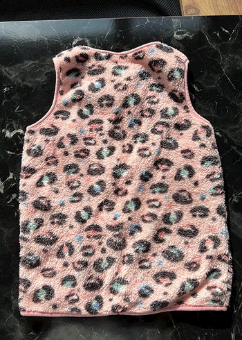 Kız Çocuk Pembe Kürklü Fermuarlı Yelek - Görsel 4