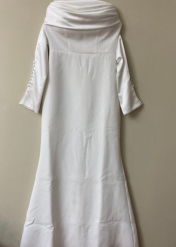 Beyaz Straplez Uzun Düz Gelinlik - Görsel 4