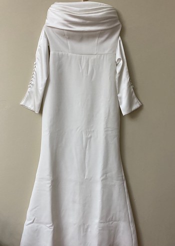 Beyaz Straplez Uzun Düz Gelinlik - Görsel 3