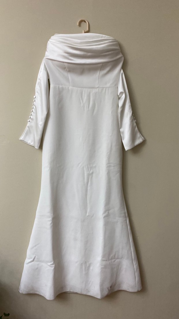 Beyaz Straplez Uzun Düz Gelinlik - Görsel 4