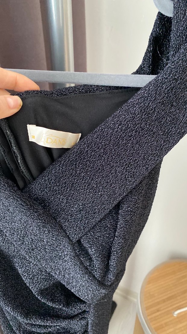 Siyah Drapeli Uzun Abiye Elbise - Görsel 2