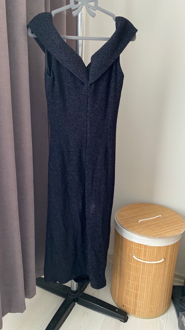 Siyah Drapeli Uzun Abiye Elbise - Görsel 3