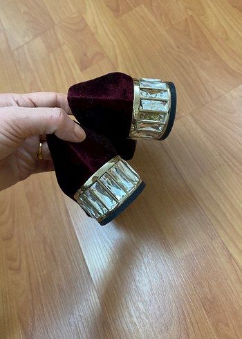 Bordo Süet Dolgu Topuk Kadın Stiletto - Görsel 3